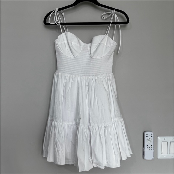 Staud Landry Smocked Bustier Minidress Size XL White - Picture 2 of 6